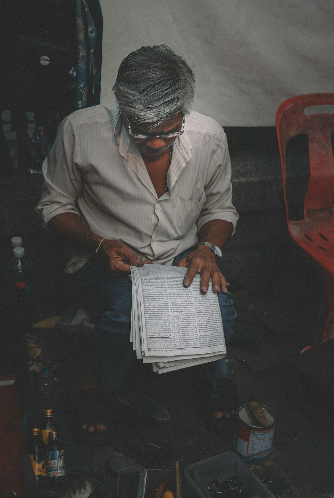 detective examining documents